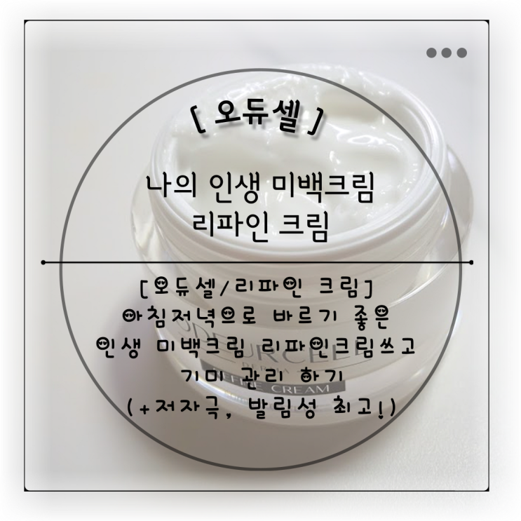  [오듀셀/리파인 크림] 아침저녁으로 바르기 좋은 인생 미백크림 리파인크림쓰고 기미 관리 하기(+저자극, 발림성 최고!)