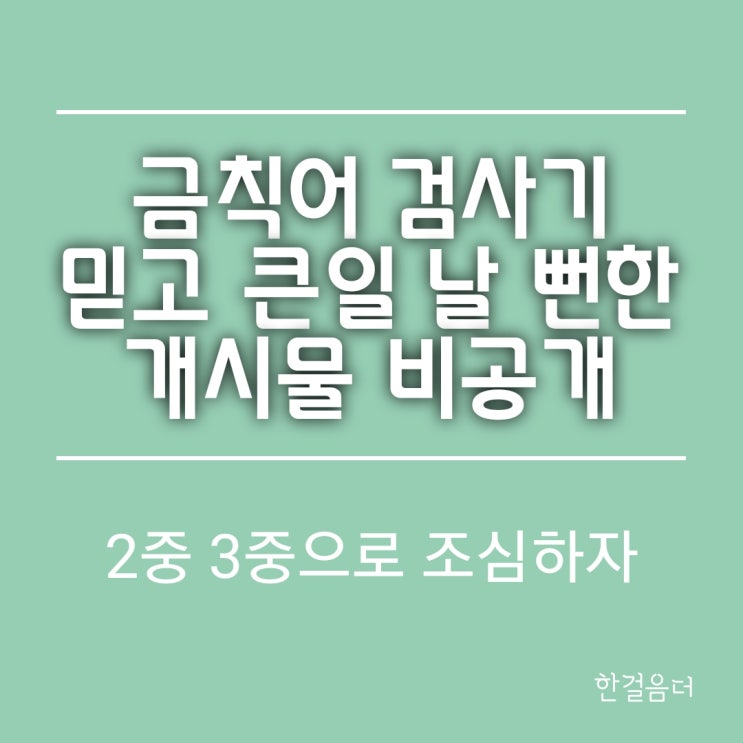  블로그 금칙어 검사기 믿고 큰일 날뻔한 이야기 게시물 비공개