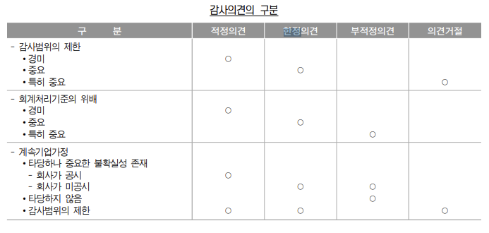 감사 의견 감사 의견