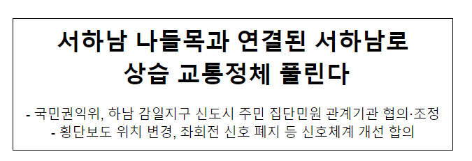 서하남 나들목과 연결된 서하남로 상습 교통정체 풀린다 서하남 나들목과 연결된 서하남로 상습 교통정체 풀린다