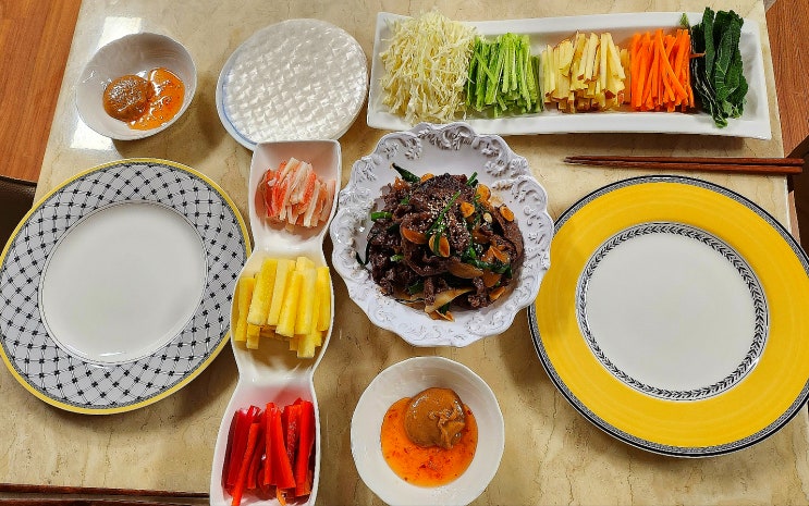  월남쌈 ( 월남쌈 맛나게 먹는 비법, 소불고기 쉬운 양념 마법 주문)