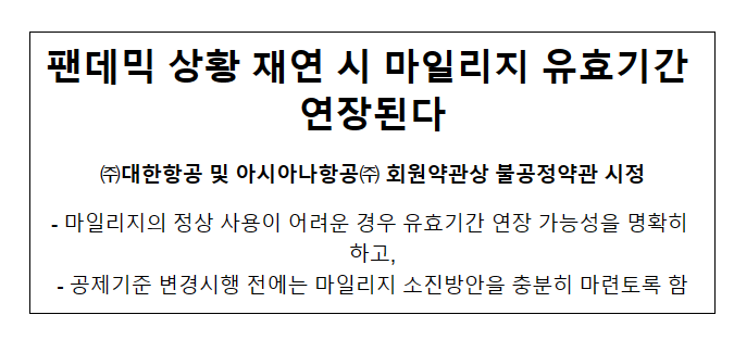 2개 항공사 회원약관상 불공정약관 조항 시정 2개 항공사 회원약관상 불공정약관 조항 시정