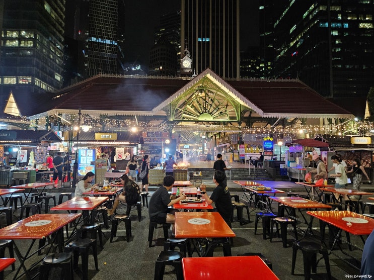  라우 파 삿(Lau Pa Sat Food Court) 사테거리 후기 with 아시아나 OZ751편 A350-900 타고 싱가포르로