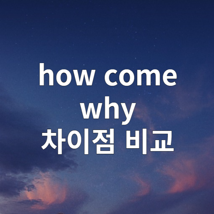 how come, why 뜻 차이 알아보기