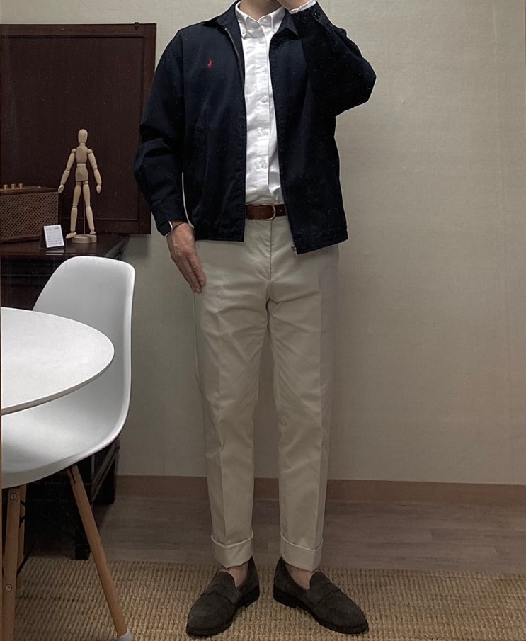  폴로 바라쿠다 자켓 코디 착용사진
