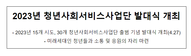 2023년 청년사회서비스사업단 발대식 개최 2023년 청년사회서비스사업단 발대식 개최
