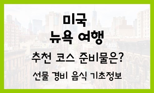  뉴욕 여행 코스 일정 선물 준비물 경비 음식 기초정보