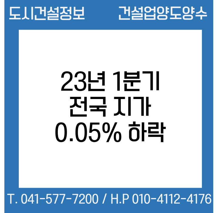  ’23년 1분기 전국 지가 0.05% 하락