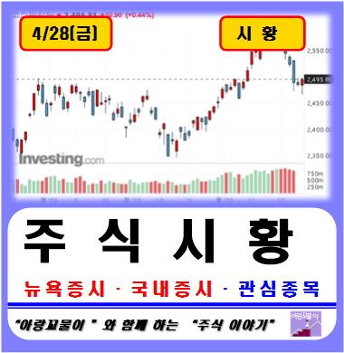  4월 28일 주식 시황 , 뉴욕 증시, 국내 증시, 관심종목