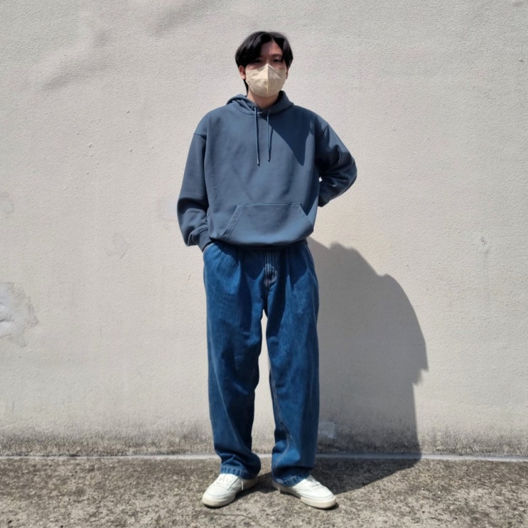  블랭크룸 후디 스웨트 셔츠 블루 그린 리뷰 후드티 추천 코디 블랭크룸 미드 시즌 세일