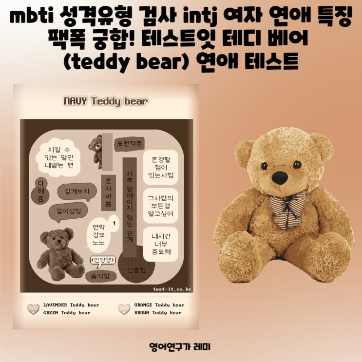 mbti 성격유형 검사 intj 여자 연애 특징 팩폭 궁합! 테스트잇 테디 베어 (teddy bear) 연애 테스트