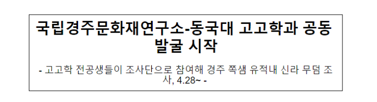 국립경주문화재연구소-동국대 고고학과 공동 발굴 시작 국립경주문화재연구소-동국대 고고학과 공동 발굴 시작