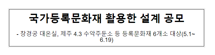 국가등록문화재 활용한 설계 공모 국가등록문화재 활용한 설계 공모
