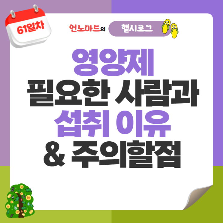  61일차, 영양제 필요한 사람과 섭취 이유 & 주의할점
