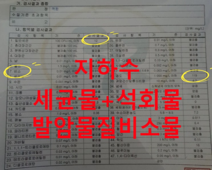지하수 흰색석회 연수기, 지하수 살균기, 지하수 발암물질 비소, 경북 팬션 지하수 정수 지하수 흰색석회 연수기, 지하수 살균기, 지하수 발암물질 비소, 경북 팬션 지하수 정수