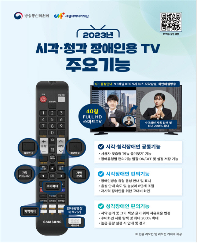 방통위, ‘시각·청각장애인 위한 TV’ 보급한다 방통위, ‘시각·청각장애인 위한 TV’ 보급한다