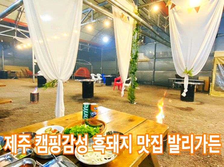 제주 한림 맛집 대형정원이 있는 캠핑감성 제주 흑돼지 맛집 발리가든