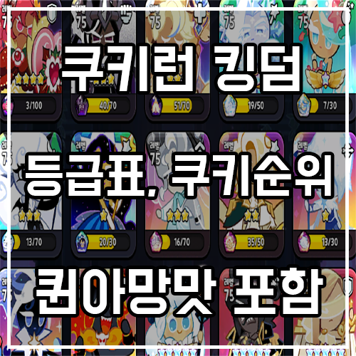 쿠키런 킹덤 등급표 및 쿠키순위 (퀸아망맛 쿠키 포함) 쿠키런 킹덤 등급표 및 쿠키순위 (퀸아망맛 쿠키 포함)
