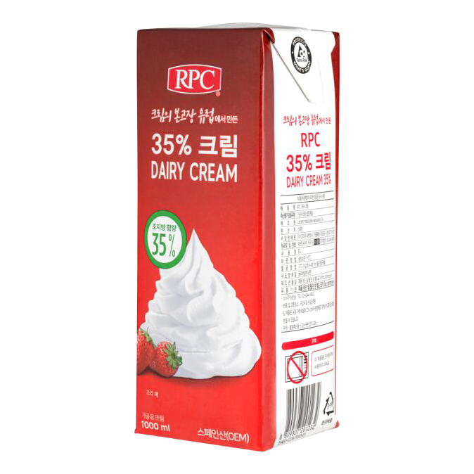  RPC 리치 35% 휘핑크림 (1L x 12개입) 동물성 신선 원유 깊은 풍미