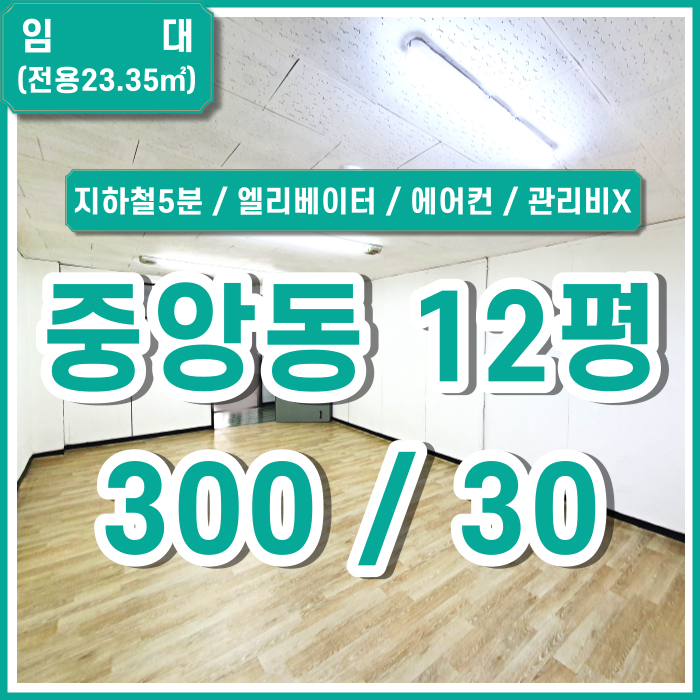  [임대] 부산시 중구 중앙동사무실 지하철 가까운 중앙동소형사무실 엘리베이터 에어컨 있음 관리비X (매물번호 323745)