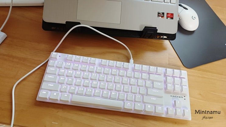  앱코 K640T 화이트적축 슬림 키보드 키감 가벼운 화이트 키보드