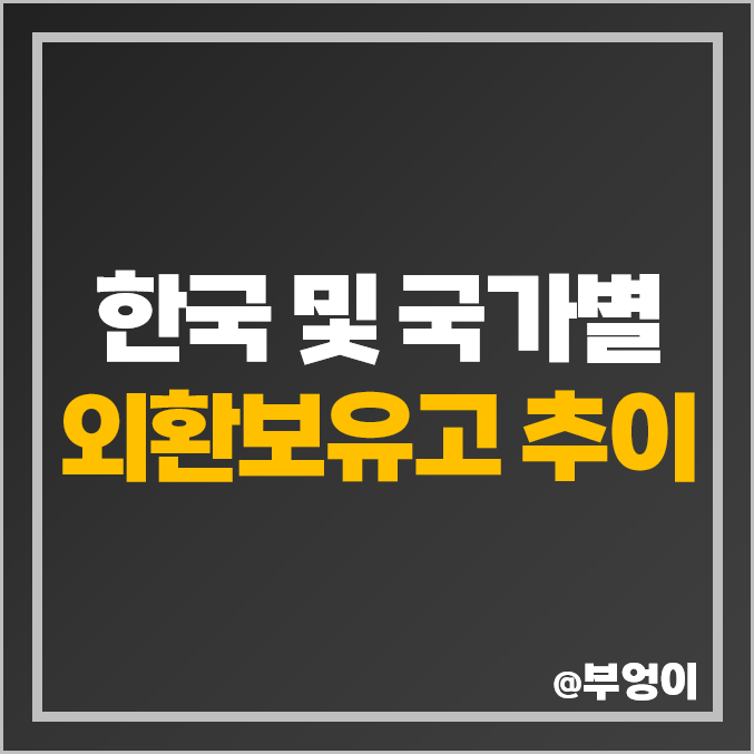 국내 외환보유고 추이 : 국가별 금액 및 한국 순위 국내 외환보유고 추이 : 국가별 금액 및 한국 순위