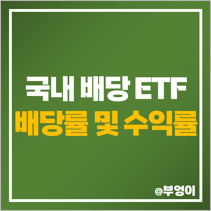 국내 배당 ETF 순위 - 한국 배당주 주가, 배당 수익률, 순자산 등 비교