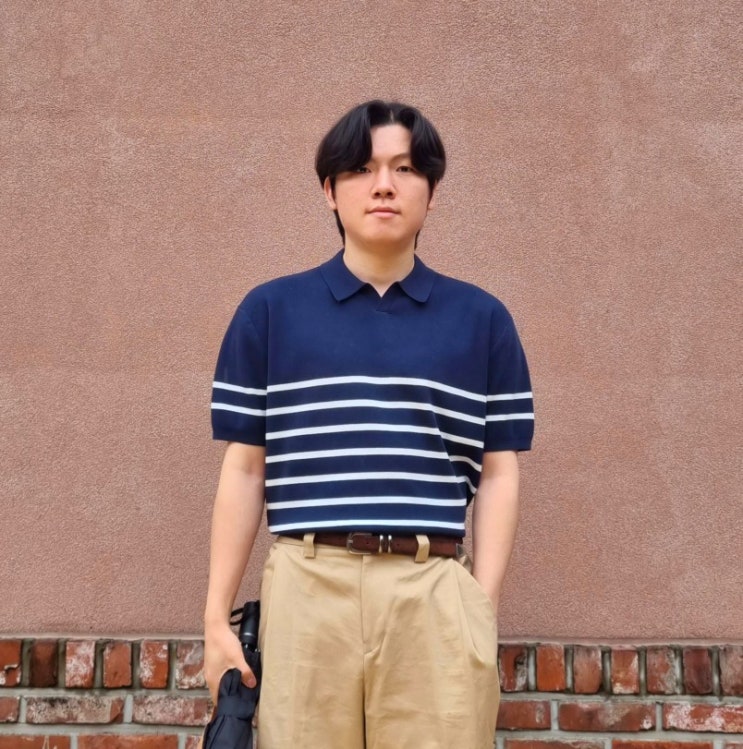 수아레 스트라이프 카라 쿨 니트 리뷰 가성비 여름 반팔 니트 추천 카라티 코디