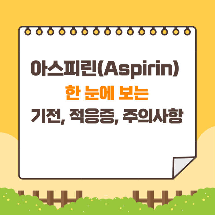 아스피린 (aspirin) 기전, 적응증, 주의사항 한 번에 보기