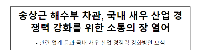 송상근 해수부 차관, 국내 새우 산업 경쟁력 강화를 위한 소통의 장 열어