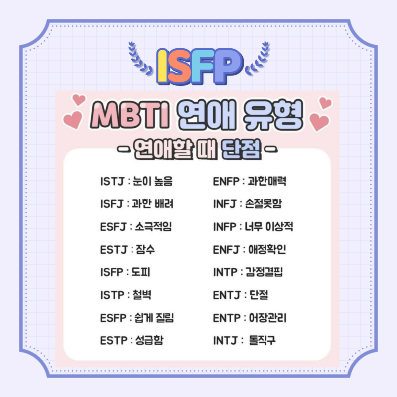 ISFP 여성의 특징적인 데이트 및 커뮤니케이션 스타일은