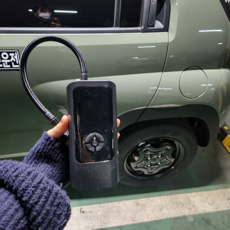 캐스퍼타이어공기압 체크방법 타이어바람 공기압주입기로 채우기