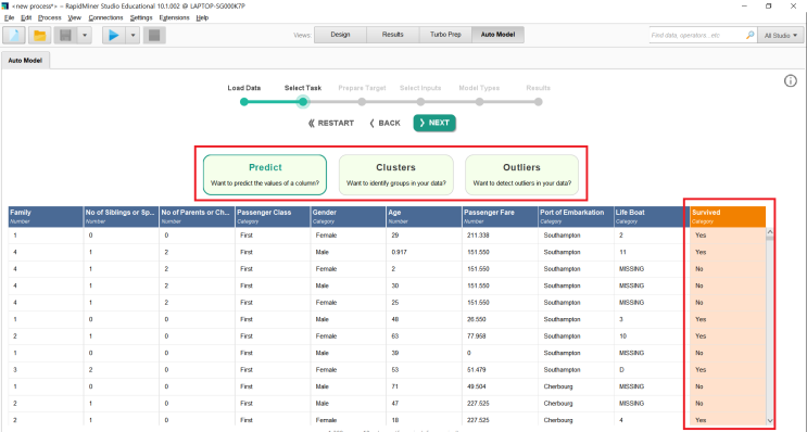  RapidMiner   Titanic   Auto Model (자동모델링)