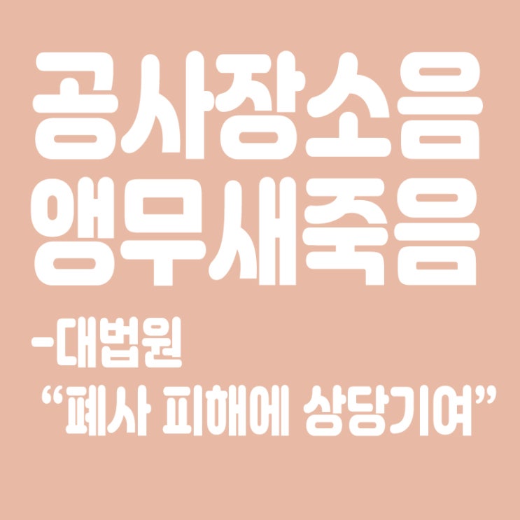  공사장 소음 탓에 앵무새 떼죽음,대법 "폐사 피해에 상당 기여"