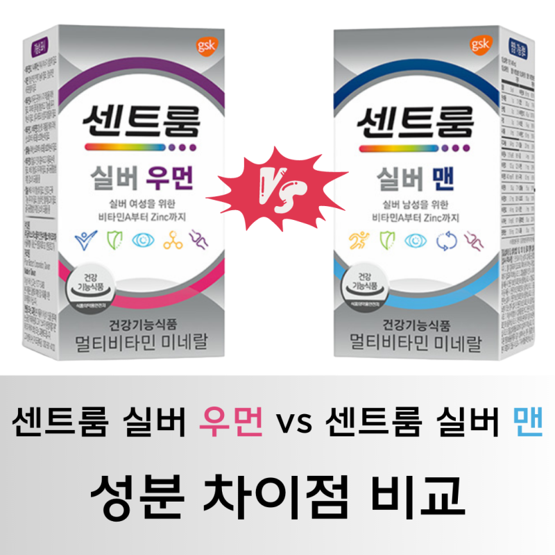 센트룸 실버 우먼, 센트룸 실버 맨 성분 비교, 차이점