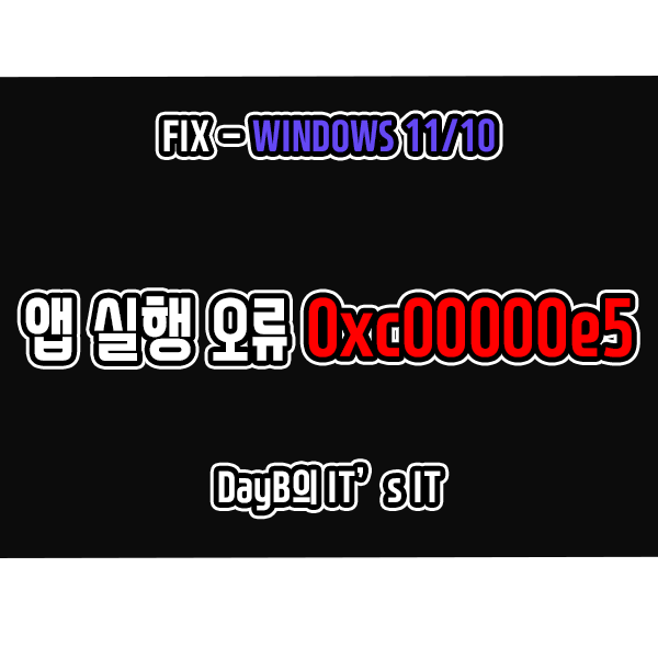 윈도우11/10 응용 프로그램 실행 오류 0xc00000e5 해결 방법