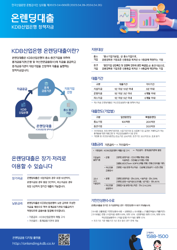 2023년 KDB산업은행 온렌딩 대출 제도 안내