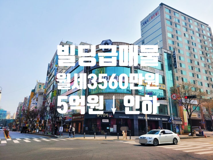  5억 인하, 대로변 코너각지, 대지 넓고, 공실 없는 대전 둔산동 빌딩 매매