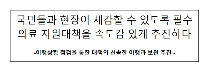 국민들과 현장이 체감할 수 있도록 필수의료 지원대책을 속도감 있게 추진하다