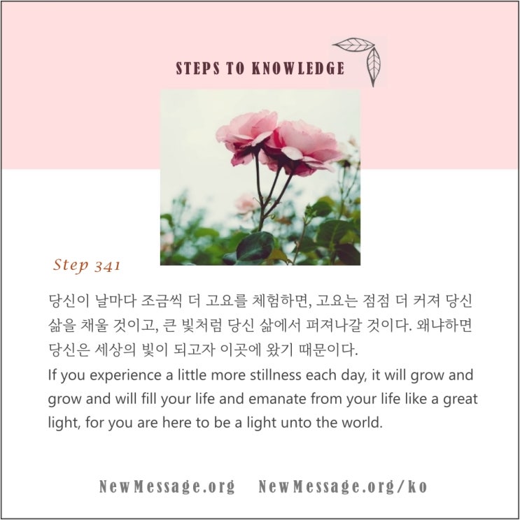 제 341 계단 : 나는 지금 받을 수 있으므로 행복하다 I am happy, for I can now receive. 제 341 계단 : 나는 지금 받을 수 있으므로 행복하다 I am happy, for I can now receive.