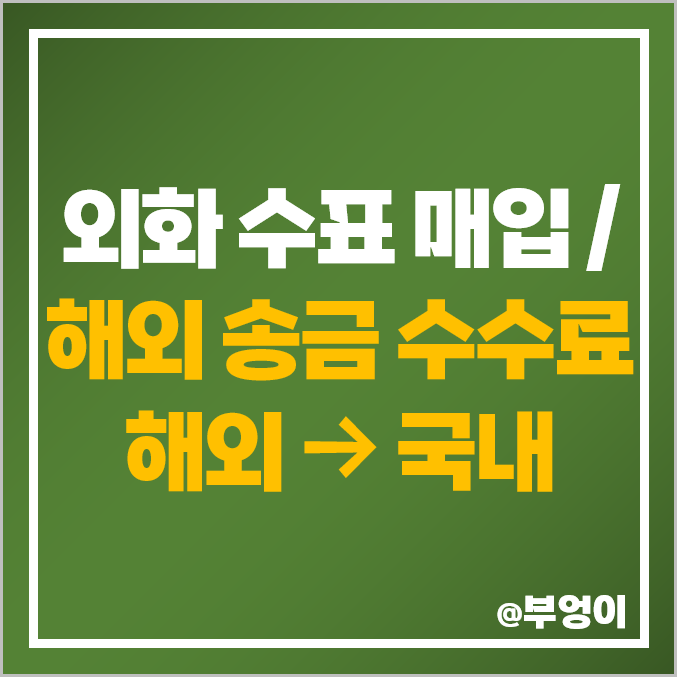 해외 송금 및 외화 수표 매입 은행 수수료 비교 (해외에서 국내로 이체)