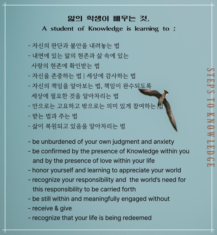 제 342 계단 : 나는 오늘 앎의 학생이다 I am a student of Knowledge today. 제 342 계단 : 나는 오늘 앎의 학생이다 I am a student of Knowledge today.