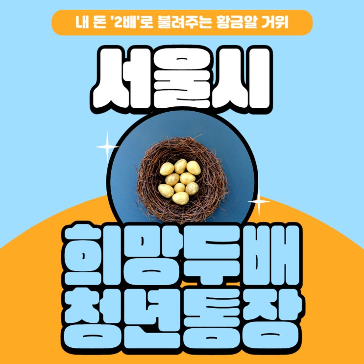  (5/24업데이트) 2023년 서울시 희망두배 청년통장! 내 돈 '2배'로 불려주는 황금알 거위!