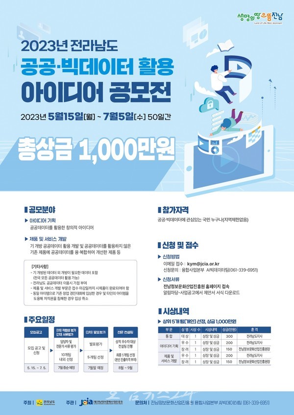  전남도, 2023년 공공·빅데이터 활용 아이디어 공모 참여하세요
