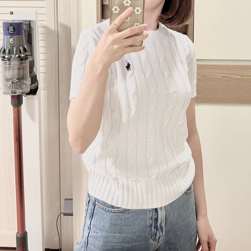 폴로 랄프로렌 케이블 반팔니트 화이트 xs사이즈 후기