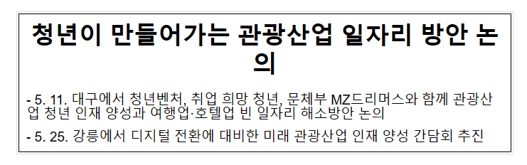 청년이 만들어가는 관광산업 일자리 방안 논의_문화체육관광부