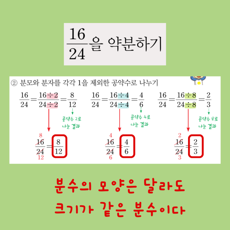 약분과 통분, 기약분수 (초등 5학년 4단원) : 네이버 블로그
