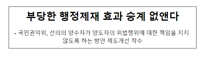 부당한 행정제재 효과 승계 없앤다_국민권익위원회 부당한 행정제재 효과 승계 없앤다_국민권익위원회