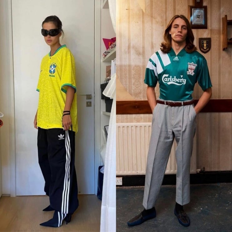  2023 HOT 패션 트렌드 블록코어룩 티셔츠 풋볼져지 축구 유니폼 패션 모음