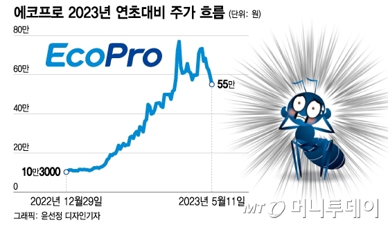 매도리포트 이어 '회장 구속'…에코프로, 한달새 82만→55만원 매도리포트 이어 '회장 구속'…에코프로, 한달새 82만→55만원